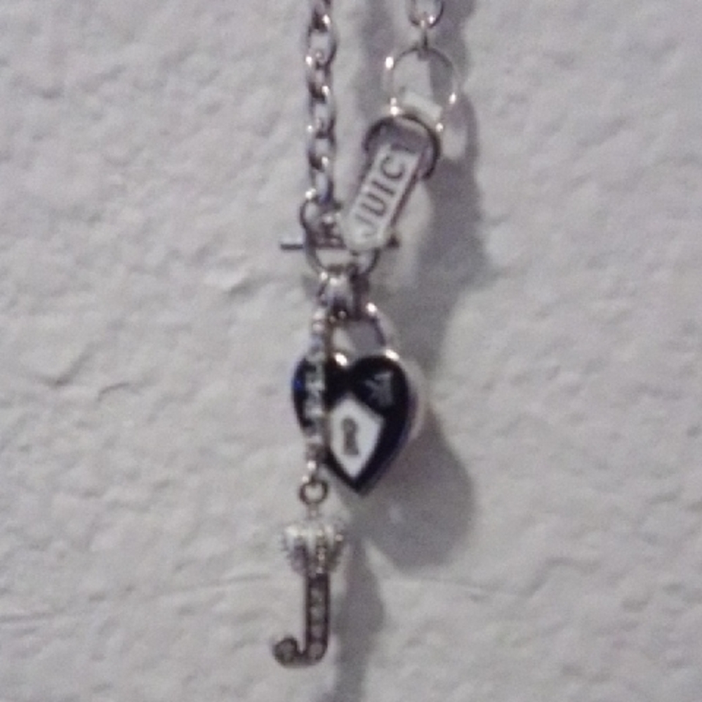 Juicy Couture Black and Silver Heart Necklace